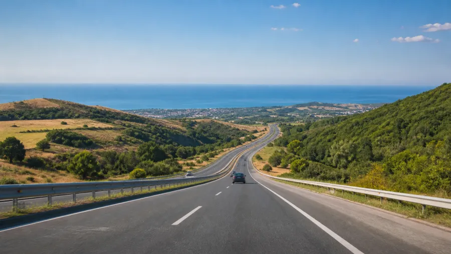 Bulgarian highway toward the Black Sea