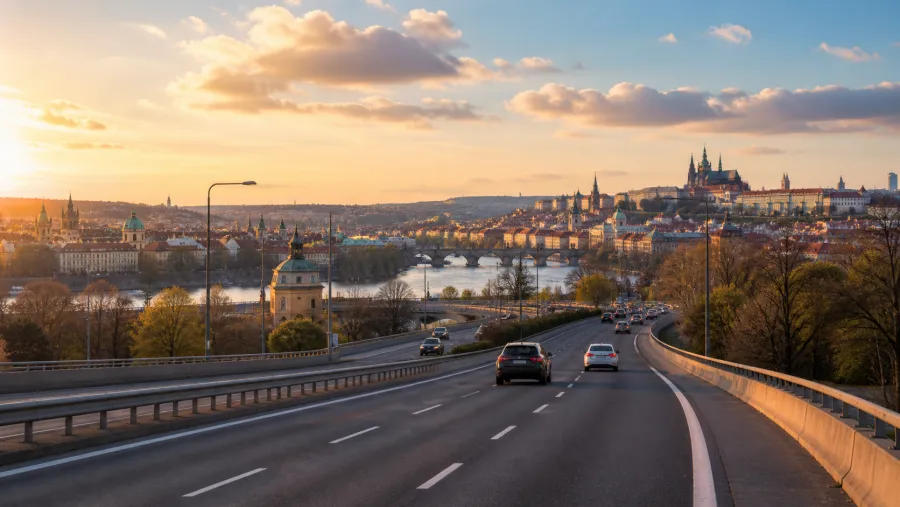 Highway approaching Prague