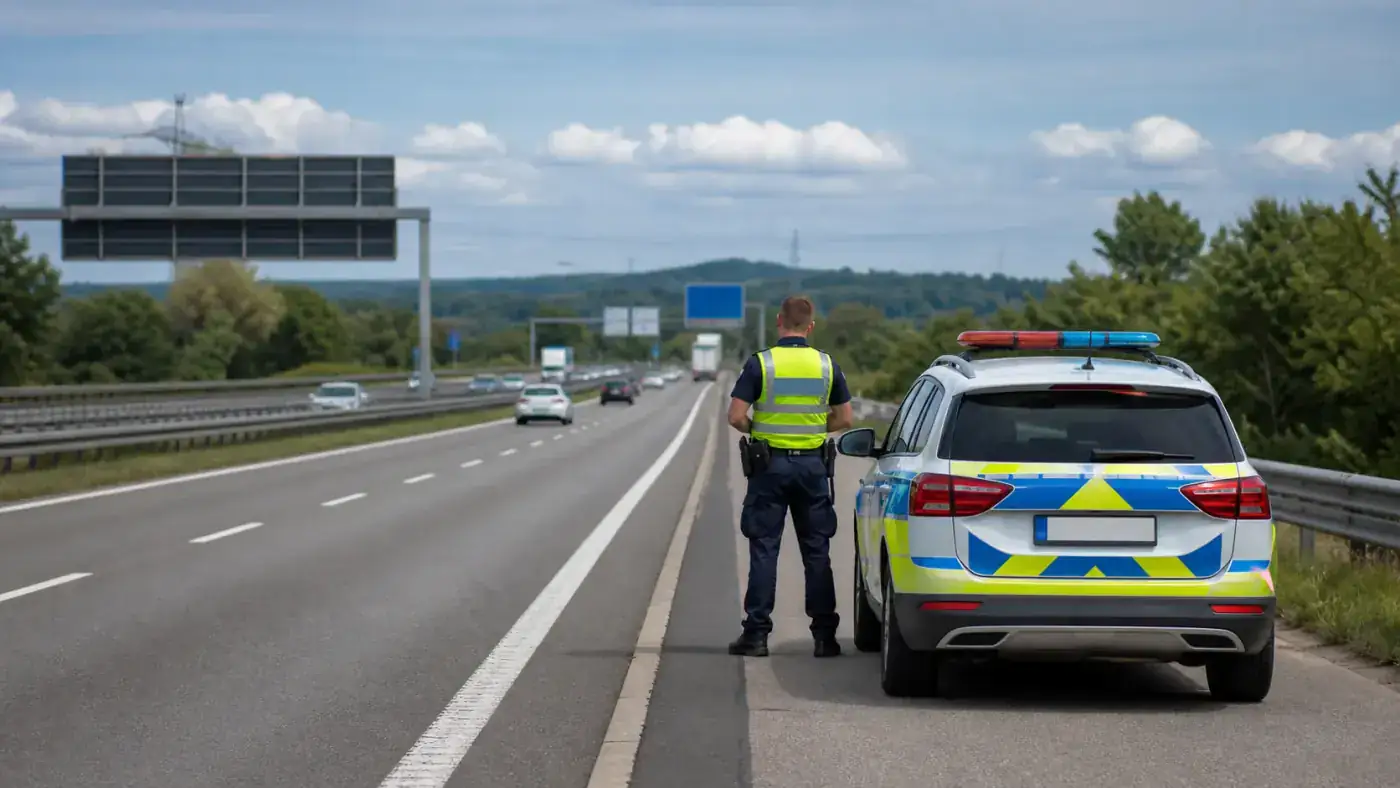Toll plaza booths with barriers where drivers pay for the distance they have driven