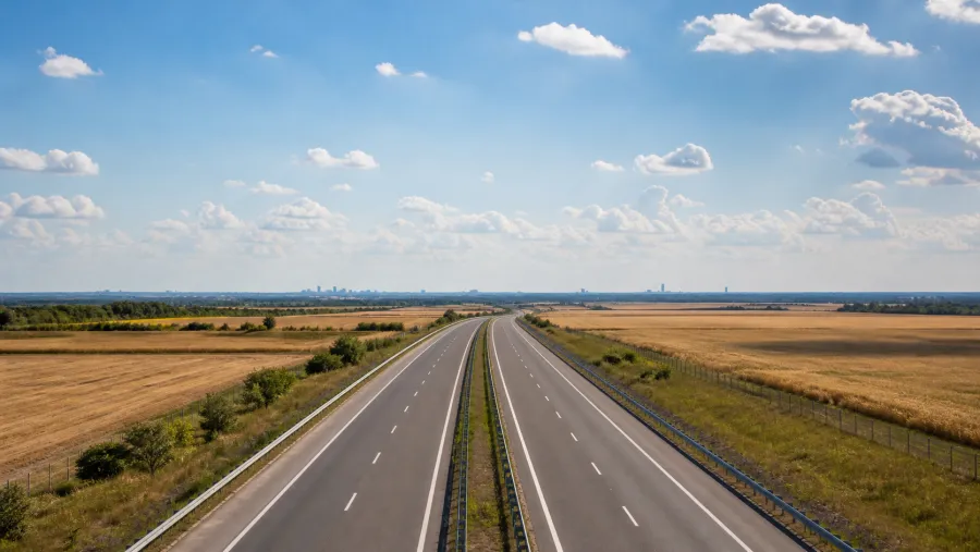 Hungarian motorway across the Great Plain