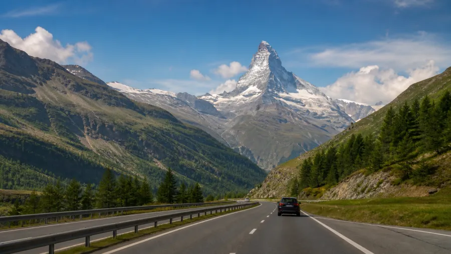 Swiss motorway in the Alps